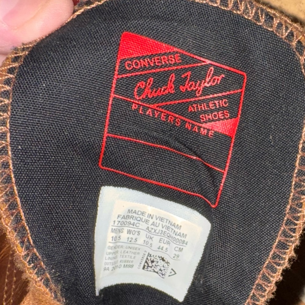 Converse Brown Leather High-Top Sneakers with White Sole Size 10.5 NWOT - Picture 15 of 15